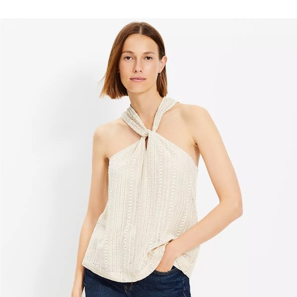 LOFT Tops - LOFT Cream Knit Halter Blouse